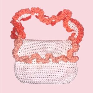 Handmade Crochet Bag with Ruffled Strap